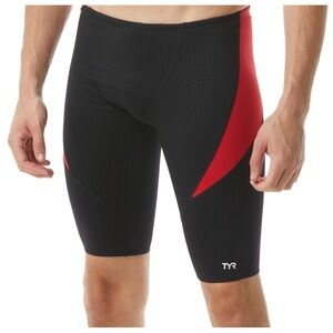 NWT TYR Men's Hexa Curve Splice Jammer Swimsuit- Black Red Size 32 MSRP $70